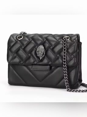 Kurt Geiger Black Quilted Chain-Handle Shoulder Bag with Embellished Clasp